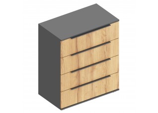 Комод "Стил" с 4 ящиками 800х450х940 Темно серый/Дуб золотистый