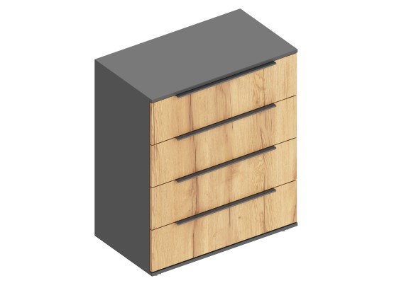 Комод "Стил" с 4 ящиками 800х450х940 Темно серый/Дуб золотистый, Велес