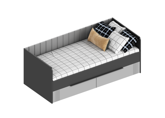 Кровать "Вита" с 2 ящиками 832х1832х700 Тёмно серый, Велес