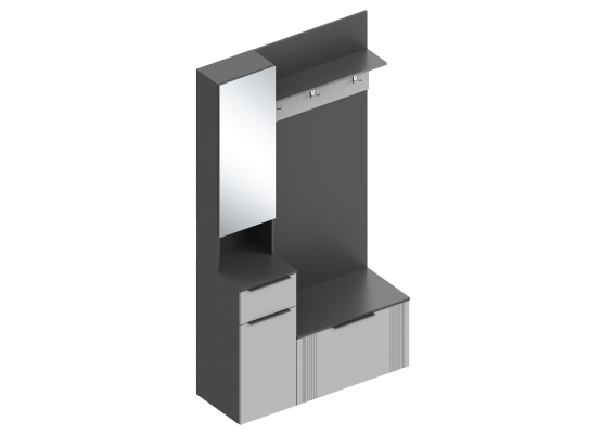 Прихожая "Вита" (левое исполнение) 1200х450х2200 Тёмно серый, Велес