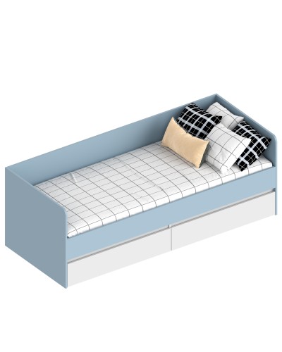 МС "Бриз" Кровать с 2 ящиками (футорка 10) 832х2032х720 Дасти грин/Белый лофт, Велес