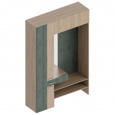 МС "Ева" Прихожая с пеналом и антресолью ЛЕВАЯ/ПРАВАЯ 1500х450х2300 Тира/Кадена вуд/Палм грин