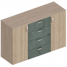 МС "Ева" Комод 2-ств с 4 ящиками 1400х460х920 Тира/Кадена вуд/ Палм грин
