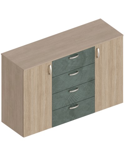 МС "Ева" Комод 2-ств с 4 ящиками 1400х460х920 Тира/Кадена вуд/ Палм грин, Велес