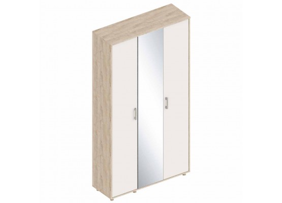 Шкаф «Граф» 3-ств с зеркалом 1130х390х2145 Дуб Баррик/Перламутр, Велес