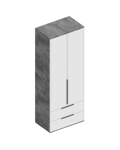 МС "Лео 2" Шкаф 2-ств с 2 ящиками 800х500х2100 Айрон рок/Фрезеровка, Велес