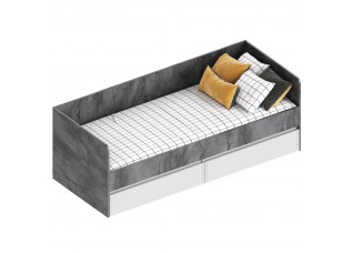 МС "Лео 2" Кровать с 2 ящиками (футорка 10) 832х2032х720 Айрон рок/Фрезеровка