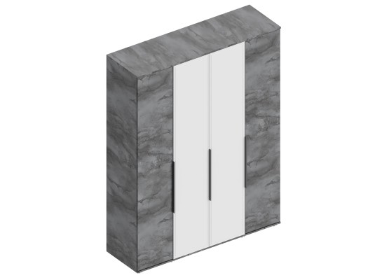 МС "Лео 2" Шкаф 4-ств для одежды 1600х500х2100 Айрон рок/Фрезеровка, Велес