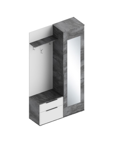 МС "Лео 2" Прихожая ЛЕВАЯ 1150х400х2100 Айрон рок/Фрезеровка, Велес