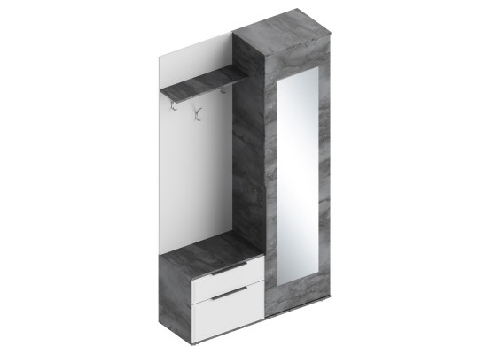 МС "Лео 2" Прихожая ЛЕВАЯ 1150х400х2100 Айрон рок/Фрезеровка, Велес