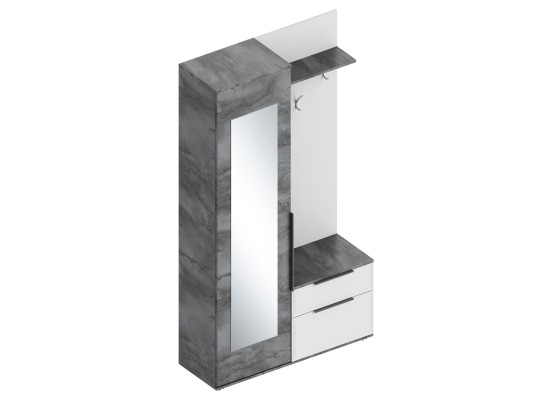 МС "Лео 2" Прихожая ЛЕВАЯ 1150х400х2100 Айрон рок/Фрезеровка, Велес