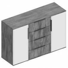 МС "Лео 2" Комод 2-ств с 4 ящиками 1400х460х945 Айрон рок/Фрезеровка (ПАЗ)