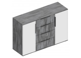 МС "Лео 2" Комод 2-ств с 4 ящиками 1400х460х945 Айрон рок/Фрезеровка (ПАЗ)