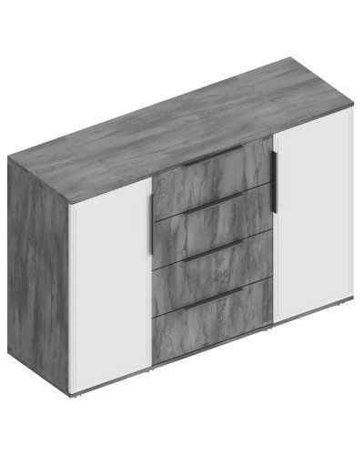 МС "Лео 2" Комод 2-ств с 4 ящиками 1400х460х945 Айрон рок/Фрезеровка (ПАЗ), Велес