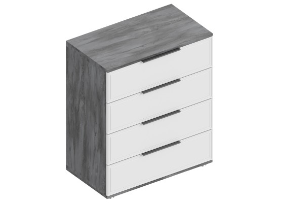 МС "Лео 2" Комод с 4 ящиками 800х460х945 Айрон рок/Фрезеровка (ПАЗ), Велес