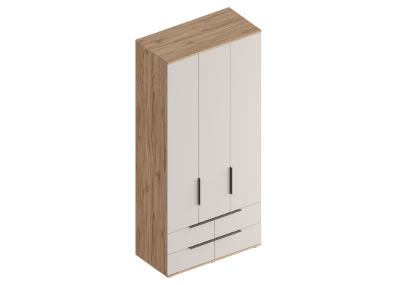 МС "Сицилия" Шкаф 3-ств с 4 ящиками 1050х520х2300 Дуб альпийский/Тефия, Велес