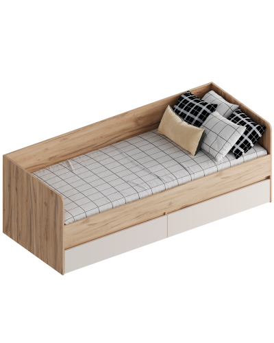 МС "Сицилия" Кровать с 2 ящиками (футорка 10) 832х2032х720 Дуб альпийский/Тефия, Велес