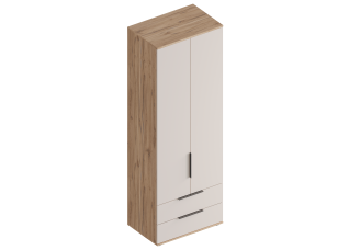 МС "Сицилия" Шкаф 2-ств с 2 ящиками 800х520х2300 Дуб альпийский/Тефия