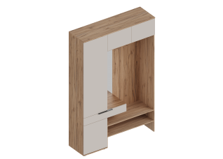 МС "Сицилия" Прихожая с пеналом и антресолью ЛЕВАЯ/ПРАВАЯ 1500х450х2300 Дуб альпийский/Тефия