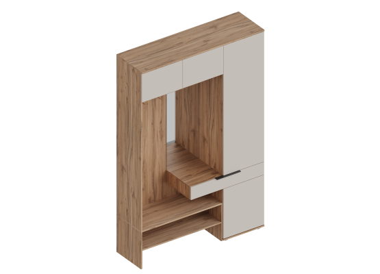 МС "Сицилия" Прихожая с пеналом и антресолью ЛЕВАЯ/ПРАВАЯ 1500х450х2300 Дуб альпийский/Тефия, Велес