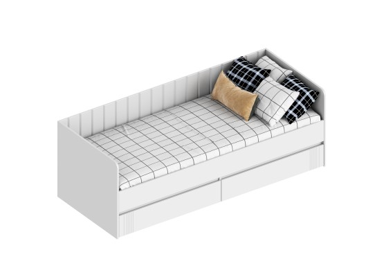 МС "Вита" Кровать с 2 ящиками (футорка 10) 832х2032х720 Белый лофт, Велес