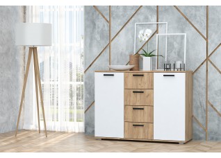 Комод №10 (ЛДСП) Дуб крафт золотой/Белый шагрень