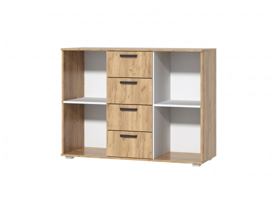 Комод №10 (ЛДСП) Дуб крафт золотой/Белый шагрень, Зарон