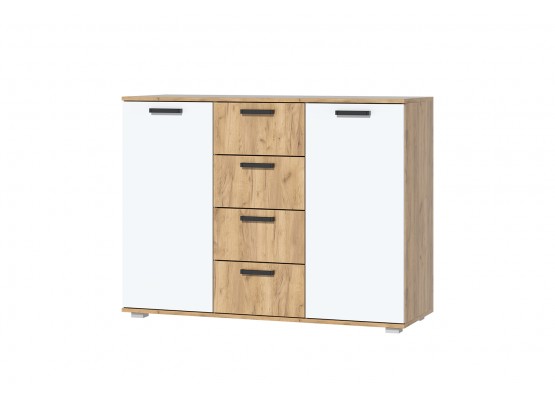 Комод №10 (ЛДСП) Дуб крафт золотой/Белый шагрень, Зарон