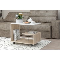 Стол журнальный "Гефест №1" Дуб сонома/Белый глянец