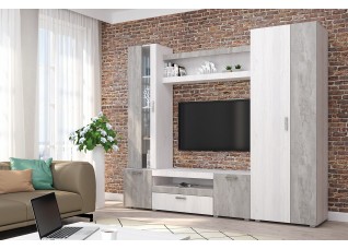 Гостиная "Соло" Анкор светлый/Бетонный камень 2470х470х2080