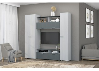 Гостиная "Эмми" Анкор светлый/Графит 2200х470х2100