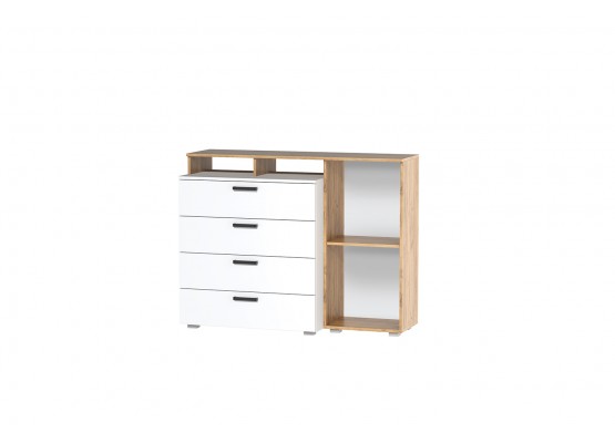 Комод №8 (ЛДСП) Дуб крафт золотой/Белый шагрень, Зарон