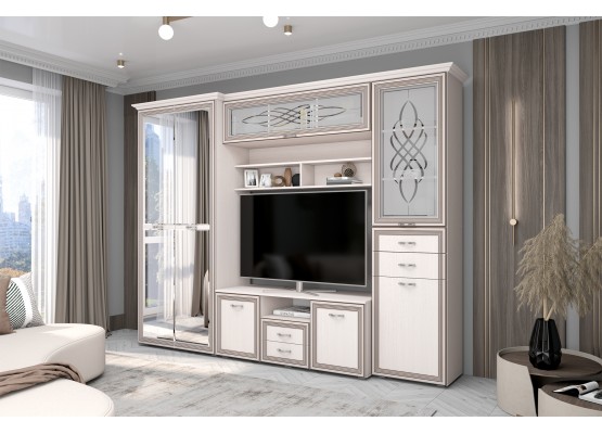 Гостиная "Линда" Дуб белфорд/Дуб белфорд 2800х480х2120, Зарон