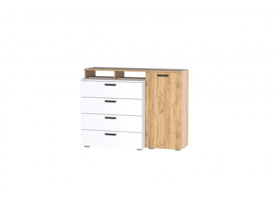 Комод №8 (ЛДСП) Дуб крафт золотой/Белый шагрень, Зарон