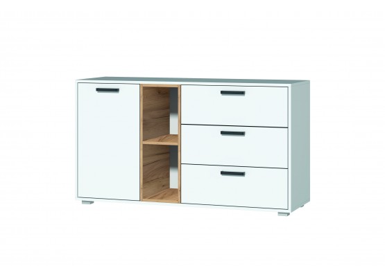 Комод №9 (ЛДСП) Белый шагрень/Крафт золотой, Зарон