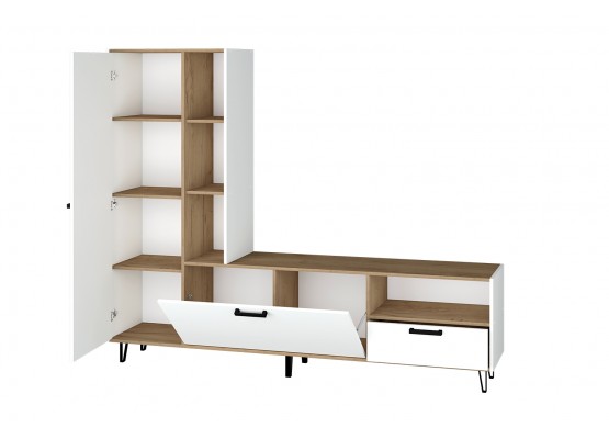 Гостиная "Трикс" Дуб крафт золотой/Белый текстурный 2100х353х1700, Зарон