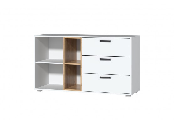 Комод №9 (ЛДСП) Белый шагрень/Крафт золотой, Зарон