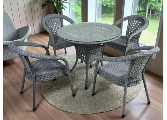Комплект из ротанга Deco / Деко: 4 кресла и круглый стол, 