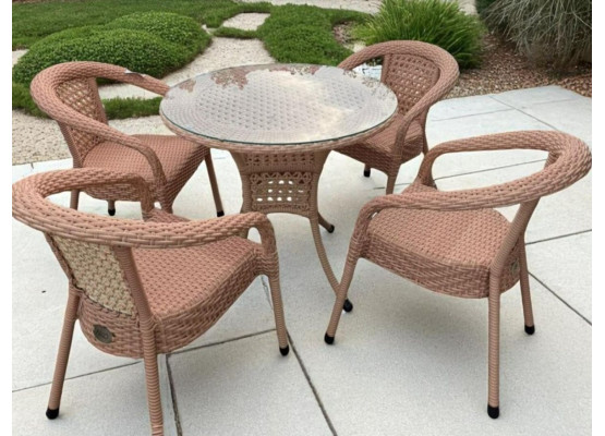 Комплект из ротанга Deco / Деко: 4 кресла и круглый стол, 
