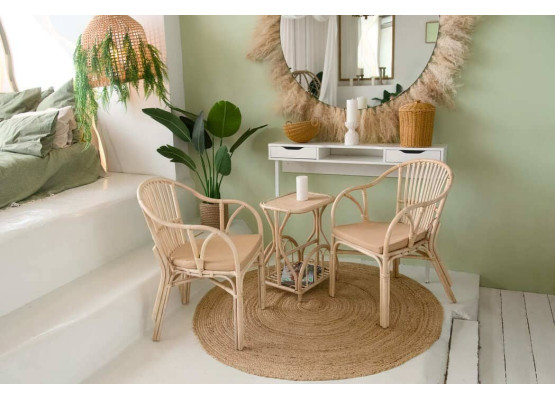 Кресло из натурального ротанга Киви, подушка светлая, 