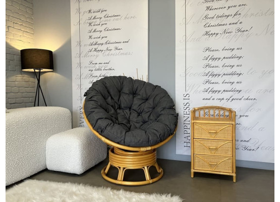 Кресло Папасан вращающийся с серой подушкой, 