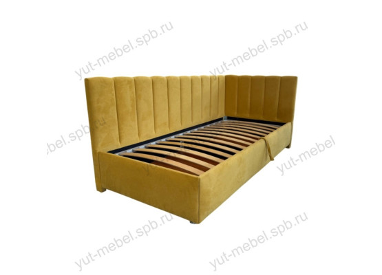 Кровать Аврора, правый угол, горчичный конфетти, Уют мебель