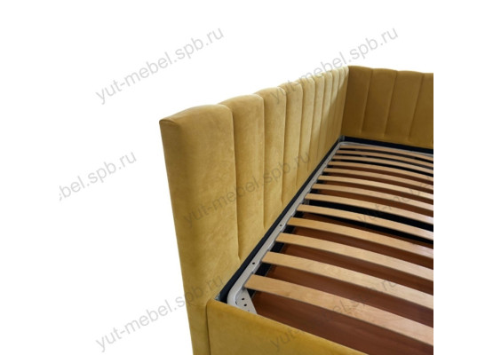 Кровать Аврора, правый угол, горчичный конфетти, Уют мебель