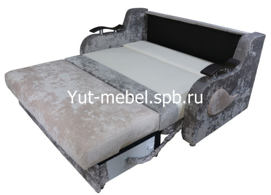Выкатной диван-кровать «Лондон-4» 1400×1900 бежево-коричневый блисс, Уют мебель